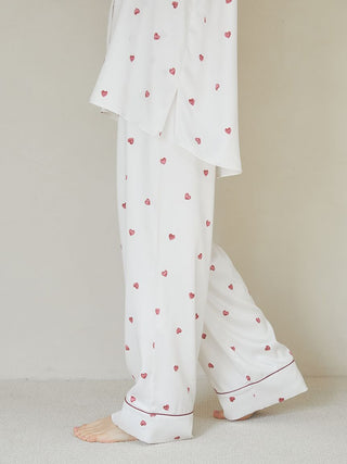 [Valentine] Heart Pattern Satin Long Pants