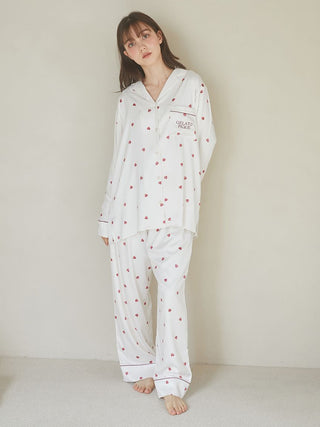 [Valentine] Heart Pattern Satin Long Pants