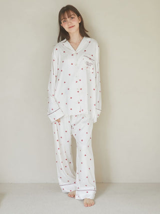 [Valentine] Heart Pattern Satin Long Pants