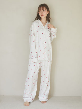 [Valentine] Heart Pattern Satin Long Pants