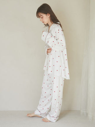 [Valentine] Heart Pattern Satin Long Pants