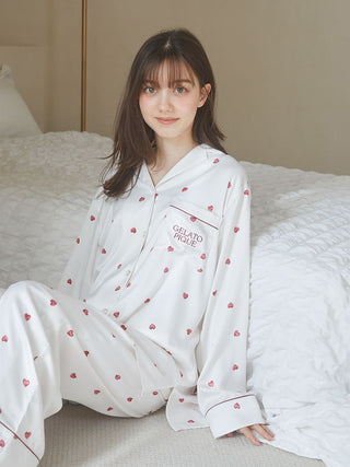 [Valentine] Heart Pattern Satin Long Pants