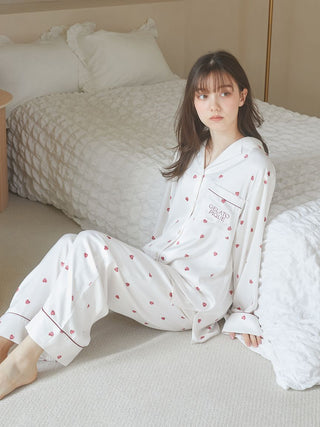 [Valentine] Heart Pattern Satin Long Pants