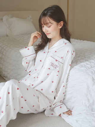 [Valentine] Heart Pattern Satin Long Pants