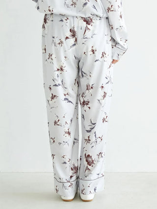 Floral Satin Piped Long Pants