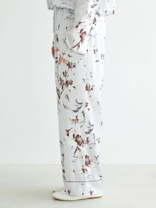 Floral Satin Piped Long Pants