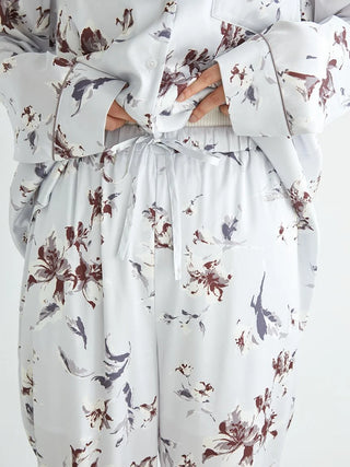 Floral Satin Piped Long Pants