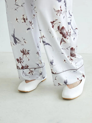 Floral Satin Piped Long Pants
