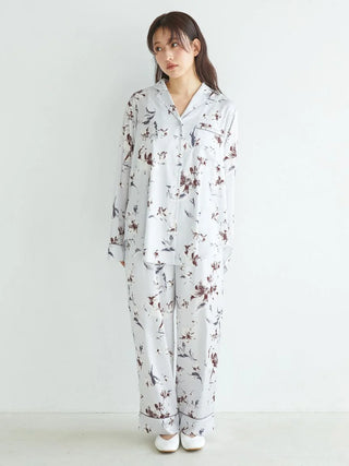Floral Satin Piped Long Pants