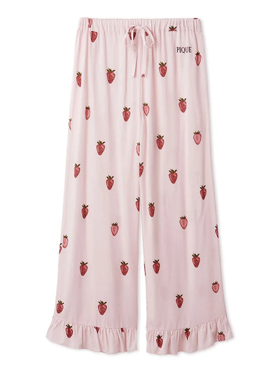 Strawberry Print Twill Long Pants gelato pique