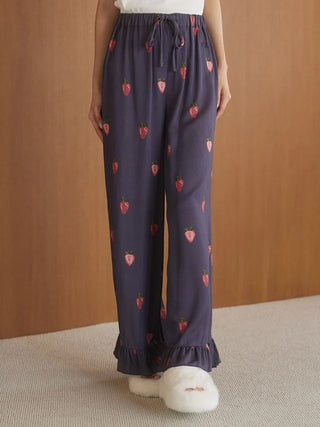 Strawberry Print Twill Long Pants