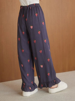 Strawberry Print Twill Long Pants