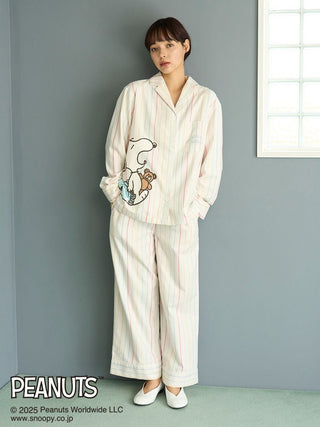 [PEANUTS] Original Art Rainbow Stripe Flannel Pants