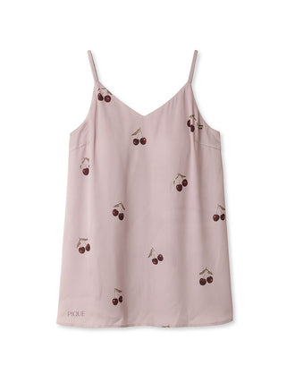 Urban Cherry Print Padded Cup Satin Camisole in Pink, Women's Loungewear Camisole Tops at Gelato Pique USA