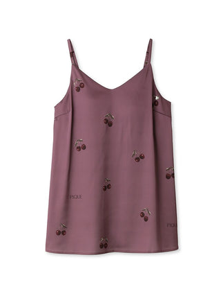 Urban Cherry Print Padded Cup Satin Camisole in Wine, Women's Loungewear Camisole Tops at Gelato Pique USA