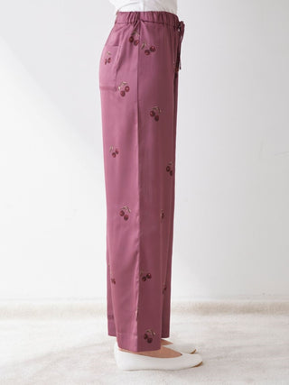 Urban Cherry Satin Pants in Wine, Women's Loungewear Pants Pajamas & Sleep Pants at Gelato Pique USA