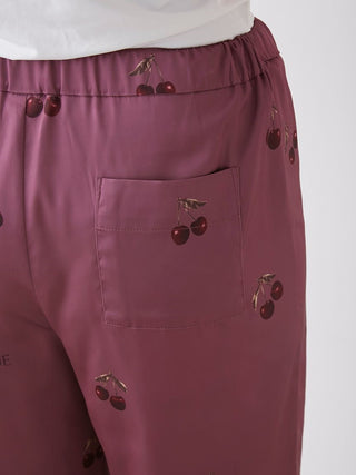 Urban Cherry Satin Pants in Wine, Women's Loungewear Pants Pajamas & Sleep Pants at Gelato Pique USA