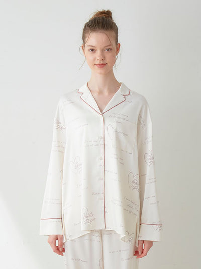 [Sweet] Satin Sleep Shirt Long Sleeve Sleepwear gelato pique