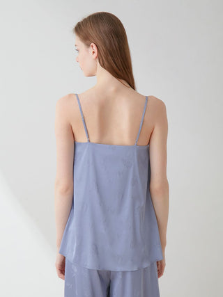 Satin Flower Jacquard Camisole Top in BLUE, Women's Loungewear Camisole Tops at Gelato Pique USA.