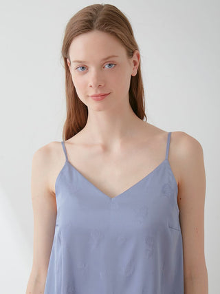 Satin Flower Jacquard Camisole Top in BLUE, Women's Loungewear Camisole Tops at Gelato Pique USA.