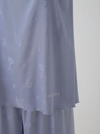 Satin Flower Jacquard Camisole Top in BLUE, Women's Loungewear Camisole Tops at Gelato Pique USA.