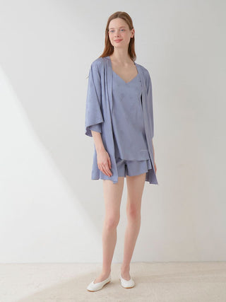 Satin Flower Jacquard Camisole Top in BLUE, Women's Loungewear Camisole Tops at Gelato Pique USA.