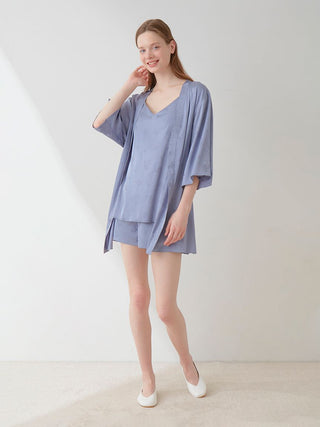 Satin Flower Jacquard Camisole Top in BLUE, Women's Loungewear Camisole Tops at Gelato Pique USA.