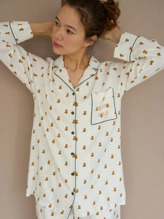 Variation Long Sleeve Pajama Shirts in OFF WHITE, Women's Loungewear Shirt Sleepwear Shirt, Lounge Set at Gelato Pique USA.