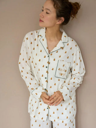 Variation Long Sleeve Pajama Shirts in OFF WHITE, Women's Loungewear Shirt Sleepwear Shirt, Lounge Set at Gelato Pique USA.