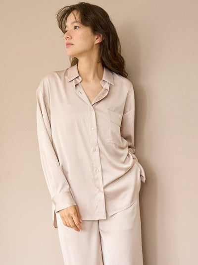 Soft Satin Long Sleeve Sleep Shirt gelato pique