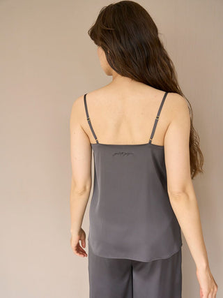 Soft Satin Lounge Camisole in CHARCOAL GRAY, Women's Loungewear  Camisole Tops at Gelato Pique USA.