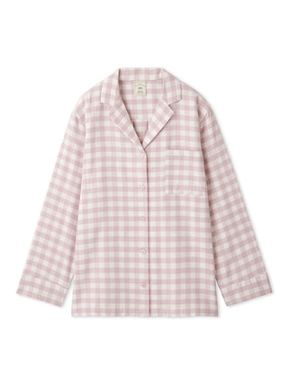 Checkered Long Sleeve Sleep Shirt Sleepwear in Pink, Women's Loungewear Shirt Sleepwear Shirt, Lounge Set at Gelato Pique USA