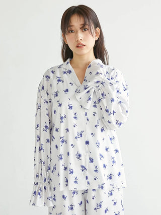 Floral Satin Gathered Shirt