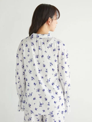 Floral Satin Gathered Shirt
