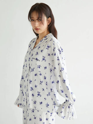 Floral Satin Gathered Shirt