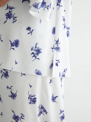 Floral Satin Gathered Shirt
