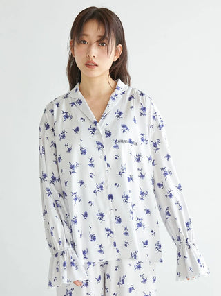Floral Satin Gathered Shirt