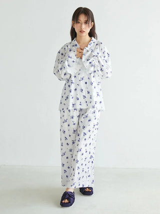 Floral Satin Gathered Shirt