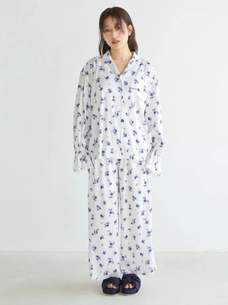 Floral Satin Gathered Shirt