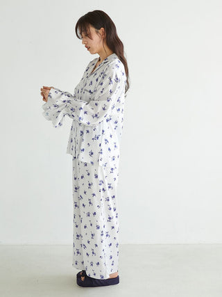 Floral Satin Gathered Shirt