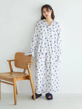 Floral Satin Gathered Shirt