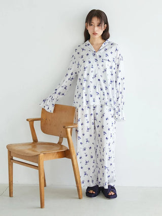 Floral Satin Gathered Shirt