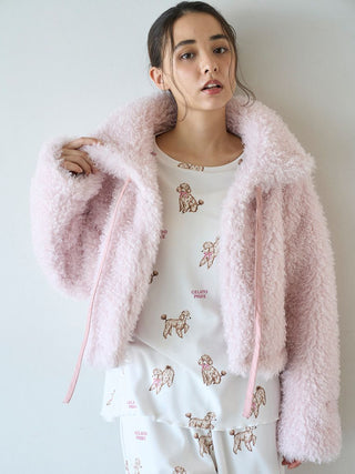 Ribbon Poodle Boa Cardigan