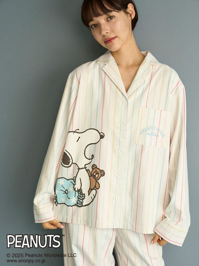 [PEANUTS] Original Art Rainbow Stripe Flannel Shirt gelato pique