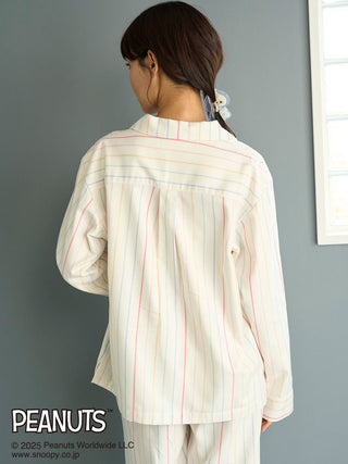 [PEANUTS] Original Art Rainbow Stripe Flannel Shirt