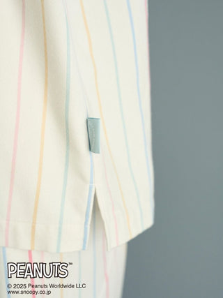 [PEANUTS] Original Art Rainbow Stripe Flannel Shirt