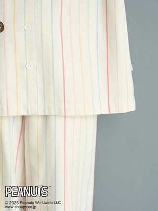 [PEANUTS] Original Art Rainbow Stripe Flannel Shirt