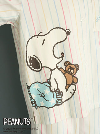 [PEANUTS] Original Art Rainbow Stripe Flannel Shirt