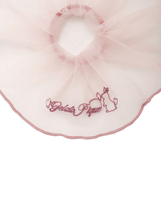 Bunny Tulle Embroidery Big Scrunchie in Pink, Women's Loungewear Hair Accessories, Hair Clips, Headbands, Hair Ties at Gelato Pique USA