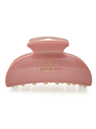 Gold Logo Hair Clip in Pink, Women's Loungewear Hair Accessories, Hair Clips, Headbands, Hair Ties at Gelato Pique USA